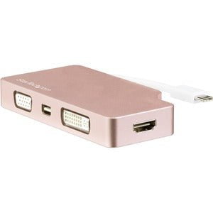 StarTech.com USB C Multiport Video Adapter 4K/1080p - USB Type C to HDMI, VGA, DVI or Mini DisplayPort Monitor Adapter - Rose Gold - 1 Pack - 1 x 24-pin Type C USB Male - 1 x 25-pin DVI-D Digital Video Female, 1 x 19-pin HDMI Digital Audio/Video Female, 1 IM4256415
