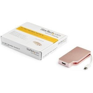 StarTech.com USB C Multiport Video Adapter 4K/1080p - USB Type C to HDMI, VGA, DVI or Mini DisplayPort Monitor Adapter - Rose Gold - 1 Pack - 1 x 24-pin Type C USB Male - 1 x 25-pin DVI-D Digital Video Female, 1 x 19-pin HDMI Digital Audio/Video Female, 1 IM4256415