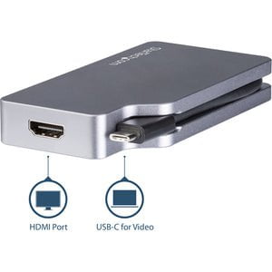 StarTech.com USB C Multiport Video Adapter 4K/1080p - USB Type C to HDMI, VGA, DVI or Mini DisplayPort Monitor Adapter - Space Gray - 1 Pack - 1 x 24-pin Type C USB Male - 1 x 25-pin DVI-D Digital Video Female, 1 x 19-pin HDMI Digital Audio/Video Female, IM4256416