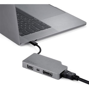 StarTech.com USB C Multiport Video Adapter 4K/1080p - USB Type C to HDMI, VGA, DVI or Mini DisplayPort Monitor Adapter - Space Gray - 1 Pack - 1 x 24-pin Type C USB Male - 1 x 25-pin DVI-D Digital Video Female, 1 x 19-pin HDMI Digital Audio/Video Female, IM4256416