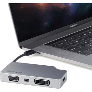 StarTech.com USB C Multiport Video Adapter 4K 60Hz/1080p - USB Type C to HDMI, VGA, DVI or Mini DisplayPort Monitor Adapter - Space Gray - 1 Pack - 1 x 24-pin Type C USB - 1 x 29-pin DVI-I Video Female, 1 x 19-pin HDMI Digital Audio/Video Female, 1 x 20-p IM4298557