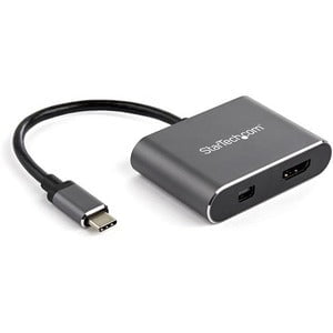 StarTech.com USB C Multiport Video Adapter - 4K 60Hz USB-C to HDMI 2.0 or Mini DisplayPort 1.2 Monitor Display Adapter - HBR2 HDR - 1 x 24-pin Type C USB Male - 1 x HDMI HDMI 2.0 Digital Audio/Video Female, 1 x Mini DisplayPort Mini DisplayPort 1.2 Digita IM4935640
