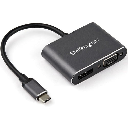 StarTech.com USB C Multiport Video Adapter - USB-C to 4K 60Hz DisplayPort 1.2 HBR2 HDR or 1080p VGA Monitor Adapter - USB Type-C 2-in-1 - 1 Pack - 1 x 24-pin Type C USB Male - 1 x DisplayPort DisplayPort 1.2 Digital Video Female, 1 x 15-pin HD-15 VGA Fema IM4935639