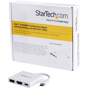StarTech.com USB-C to 4K HDMI Multifunction Adapter with Power Delivery and USB-A Port- White - USB 3.1 - HDMI IM3418938
