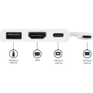 StarTech.com USB-C to 4K HDMI Multifunction Adapter with Power Delivery and USB-A Port- White - USB 3.1 - HDMI IM3418938