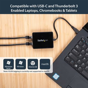 StarTech.com USB-C to Dual Gigabit Ethernet Adapter with USB (Type-A) Port - USB Type C ASIX - AX88179 - 2 Port(s) - 2 - Twisted Pair - 10/100/1000Base-T - Desktop IM3389657