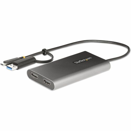 StarTech.com USB-C to Dual-HDMI Adapter, USB-C/A to 2x HDMI, 4K 60Hz, 100W PD Pass-Through, 1ft/30cm Built-in Cable, USB to HDMI Converter - 1 Pack - 1 x USB 3.2 Type C - Male, 1 x USB Type A - Male - 2 x HDMI Digital Audio/Video - Male - 3840 x 2160 Supp IM5884960