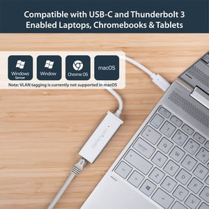 StarTech.com USB-C to Gigabit Ethernet Adapter - Aluminum - Thunderbolt 3 Port Compatible - USB Type C Network Adapter - USB 3.1 - 640 MB/s Data Transfer Rate - Realtek RTL8153 - 1 Port(s) - 1 - Twisted Pair - 10/100/1000Base-T - Desktop IM3237741