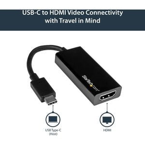 StarTech.com - USB-C to HDMI Adapter - 4K 30Hz - Black - USB Type-C to HDMI Adapter - USB 3.1 - Thunderbolt 3 Compatible - 12 cm HDMI/USB-C A/V Cable for Audio/Video Device, Chromebook, MacBook, TV, Projector, MacBook Pro - First End: 1 x 24-pin USB 3.1 T IM3113138