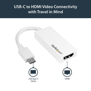 StarTech.com USB C to HDMI Adapter - 4K 30Hz - USB 3.1 Type-C to HDMI Adapter - USB-C to HDMI Dongle - Monitor Adapter - White (CDP2HDW) - HDMI/USB A/V Cable for Audio/Video Device, Chromebook, MacBook, TV, Projector, iPad Pro - First End: 1 x 24-pin USB IM3113139