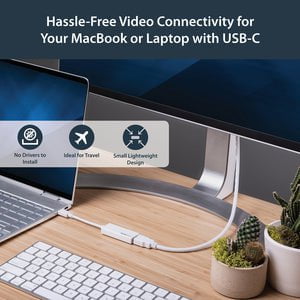 StarTech.com USB C to HDMI Adapter - 4K 30Hz - USB 3.1 Type-C to HDMI Adapter - USB-C to HDMI Dongle - Monitor Adapter - White (CDP2HDW) - HDMI/USB A/V Cable for Audio/Video Device, Chromebook, MacBook, TV, Projector, iPad Pro - First End: 1 x 24-pin USB IM3113139