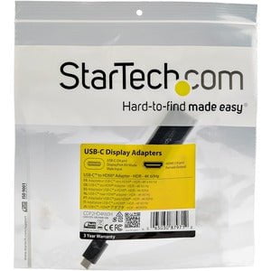 StarTech.com USB C to HDMI Adapter Dongle, 4K 60Hz, HDR10, USB-C to HDMI 2.0b Converter, USB Type-C DP Alt Mode to HDMI Monitor/Display - 1 Pack - 1 x 24-pin USB 3.1 (Gen 1) Type C - Male - 1 x 19-pin HDMI 2.0b Digital Audio/Video - Female - Black IM4417716