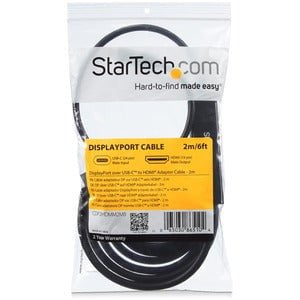 StarTech.com USB C to HDMI Cable - 6 ft / 2m - USB-C to HDMI 4K 60Hz - USB Type C to HDMI - Computer Monitor Cable - 2 m HDMI/USB-C A/V Cable for Projector, Workstation, MacBook, TV, MacBook Pro - First End: 1 x 19-pin HDMI 1.4 Digital Audio/Video - Male IM3410814