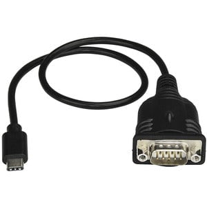 StarTech.com USB C to Serial Adapter Cable with COM Port Retention, 16" (40cm) USB Type-C to RS232 DB9 Converter Cable, Windows/Mac/Linux - 1 Pack - 1 x 24-pin USB 2.0 Type C - Male - 1 x 9-pin DB-9 RS-232 Serial - Male - Black IM3749171