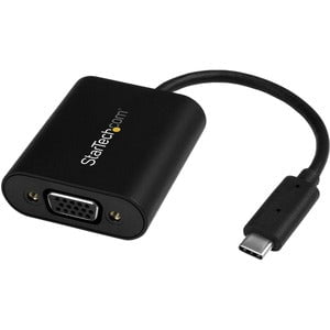StarTech.com USB-C to VGA Adapter - 1920x1200 - USB C Adapter - USB Type C to VGA Monitor / Projector Adapter - 1 Pack - 1 x 24-pin Type C USB Male - 1 x 15-pin HD-15 VGA Female - 1920 x 1200 Supported - Black - TAA Compliant IM3587835