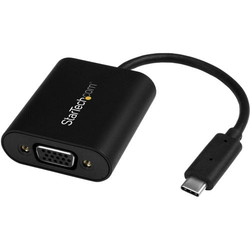 StarTech.com USB-C to VGA Adapter - 1920x1200 - USB C Adapter - USB Type C to VGA Monitor / Projector Adapter - 1 Pack - 1 x 24-pin Type C USB Male - 1 x 15-pin HD-15 VGA Female - 1920 x 1200 Supported - Black - TAA Compliant IM3587835