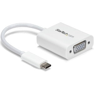 StarTech.com USB-C to VGA Adapter - White - Thunderbolt 3 Compatible - USB C Adapter - USB Type C to VGA Dongle Converter - 1 Pack - 1 x 15-pin HD-15 - Female - 1 x 24-pin USB 3.1 Type C - Male - White IM3002944