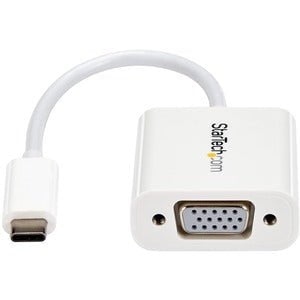StarTech.com USB-C to VGA Adapter - White - Thunderbolt 3 Compatible - USB C Adapter - USB Type C to VGA Dongle Converter - 1 Pack - 1 x 15-pin HD-15 - Female - 1 x 24-pin USB 3.1 Type C - Male - White IM3002944