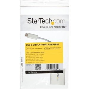 StarTech.com USB-C to VGA Adapter - White - Thunderbolt 3 Compatible - USB C Adapter - USB Type C to VGA Dongle Converter - 1 Pack - 1 x 15-pin HD-15 - Female - 1 x 24-pin USB 3.1 Type C - Male - White IM3002944