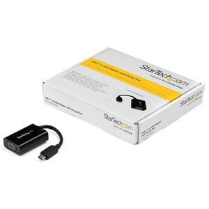StarTech.com USB C to VGA Adapter with 60W Power Delivery Pass-Through - 1080p USB Type-C to VGA Video Converter w/ Charging - Black - 1 Pack - 1 x 24-pin USB Type C - Male - 1 x 15-pin HD-15 - Female, 1 x 24-pin USB Type C Power - Female - Black IM3430441
