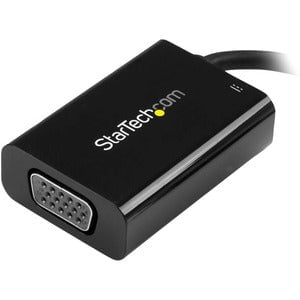 StarTech.com USB C to VGA Adapter with 60W Power Delivery Pass-Through - 1080p USB Type-C to VGA Video Converter w/ Charging - Black - 1 Pack - 1 x 24-pin USB Type C - Male - 1 x 15-pin HD-15 - Female, 1 x 24-pin USB Type C Power - Female - Black IM3430441