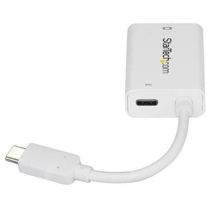 StarTech.com USB C to VGA Adapter with 60W Power Delivery Pass-Through - 1080p USB Type-C to VGA Video Converter w/ Charging - White - 1 Pack - 1 x 24-pin USB Type C - Male - 1 x 15-pin HD-15 - Female, 1 x 24-pin USB Type C Power - Female - White IM3638552