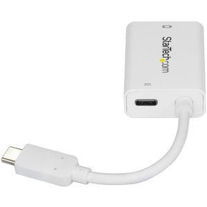StarTech.com USB C to VGA Adapter with 60W Power Delivery Pass-Through - 1080p USB Type-C to VGA Video Converter w/ Charging - White - 1 Pack - 1 x 24-pin USB Type C - Male - 1 x 15-pin HD-15 - Female, 1 x 24-pin USB Type C Power - Female - White IM3638552