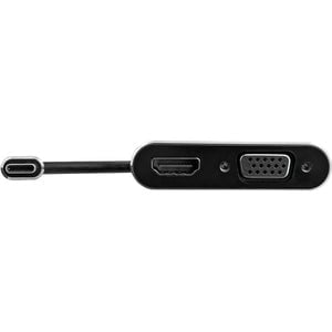 StarTech.com USB C to VGA and HDMI Adapter - Aluminum - USB-C Multiport Adapter - 6 in / 15.24 cm Built-In Cable - 1 Pack - 1 x 24-pin USB Type C - Male - 1 x 19-pin HDMI 2.0 Digital Audio/Video - Female, 1 x 15-pin DB-15 Video - Female - Space Gray IM4408195