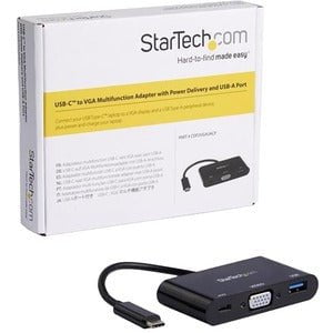StarTech.com USB-C VGA Multiport Adapter - USB-A Port - with Power Delivery (USB PD) - USB C Adapter Converter - USB C Dongle - for Notebook/Tablet PC - 60 W - USB Type C - 3 x USB Ports - 3 x USB 3.0 - USB Type-C - VGA - Thunderbolt - Wired IM3494761