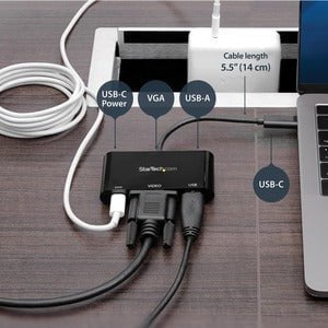 StarTech.com USB-C VGA Multiport Adapter - USB-A Port - with Power Delivery (USB PD) - USB C Adapter Converter - USB C Dongle - for Notebook/Tablet PC - 60 W - USB Type C - 3 x USB Ports - 3 x USB 3.0 - USB Type-C - VGA - Thunderbolt - Wired IM3494761