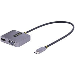 StarTech.com USB C Video Adapter, USB C to HDMI VGA Multiport Adapter, 3.5mm Audio Output, 4K 60Hz HDR, 100W PD 3.0, USB C Display Adapter - 1 Pack - 1 x 24-Pin USB Type C - Male - 1 x 24-Pin Powered USB Type C - Female, 1 x 19-Pin HDMI 2.0b Digital Audio IM5514351