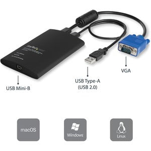 StarTech.com USB Crash Cart Adpater - 1 Computer(s) - 1 Local User(s) - WUXGA - 1920 x 1200 Maximum Video Resolution - 2 x USB - 1 x VGA - Portable - For PC, Linux, Mac - TAA Compliant IM2647665