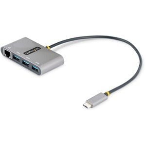 StarTech.com USB/Ethernet Combo Hub - USB 3.2 (Gen 1) Type C - Portable - 3 USB Port(s) - 1 Network (RJ-45) Port(s) - UASP Support - Windows, iPadOS IM5627650