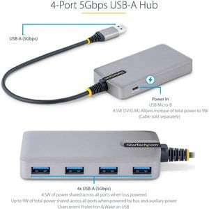 StarTech.com USB Hub - USB 3.2 (Gen 1) Type A - Portable - 5 USB Port(s) - UASP Support - PC, Mac, ChromeOS, Android, Linux IM5634495