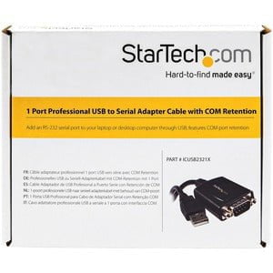 StarTech.com USB to Serial Adapter - 1 Port - COM Port Retention - Texas Instruments TIUSB3410 - USB to RS232 Adapter Cable - 1 Pack - 1 x USB 2.0 Type A - Male - 1 x 9-pin DB-9 RS-232 Serial - Male - Black IM1596117
