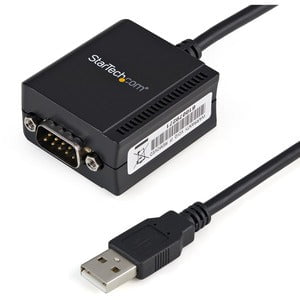 StarTech.com USB to Serial Adapter - 1 port - USB Powered - FTDI USB UART Chip - DB9 (9-pin) - USB to RS232 Adapter - Add an RS232 serial port with COM retention to your laptop or desktop computer through USB - USB to Serial - USB to RS232 - USB to DB9 - IM1722023