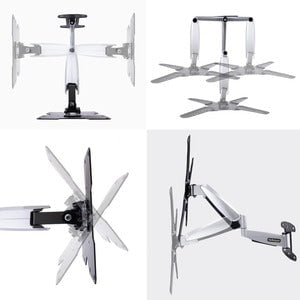 StarTech.com Wall Mount for TV - Black, Silver - Spring-assisted height adjustable TV wall mount range 12.6in/32cm; Extendable arm range 23.4in/59.5cm - Tilting/swivel/full motion for 23-55in TVs; 75x75 to 400x400 VESA TV wall mount patterns; 66lb/30kg ca IM5690884
