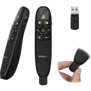 StarTech.com Wireless Presentation Remote with Green Laser Pointer - 90 ft. (27 m) - Laser - Wireless - Radio Frequency - Black - 1 Pack - USB 2.0 Type A IM4532323