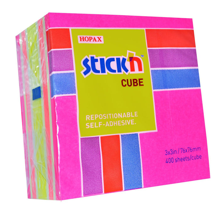 Stick'n Cube 76x76mm 400 sheets Magenta & Assorted Neon CX200973