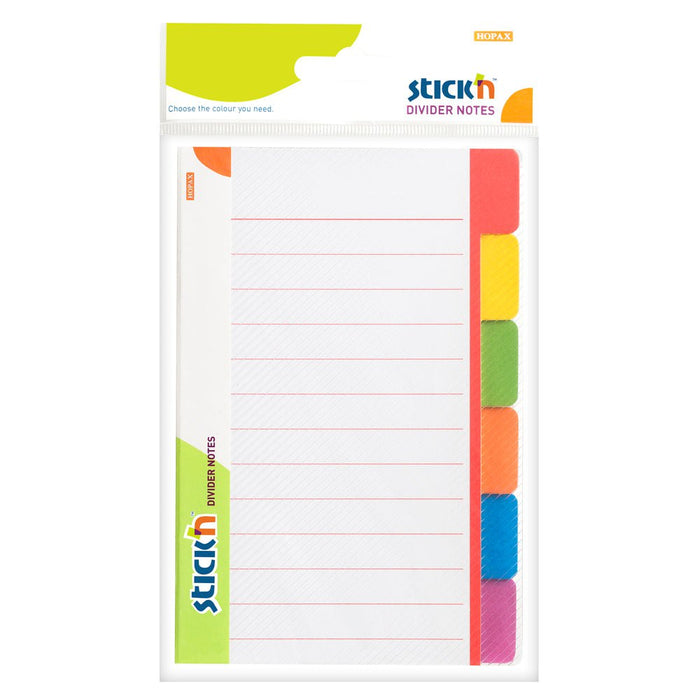 Stick'n Magic Divider Notes Neon 6 Colours 60 Sheets Lined 148x98mm CX200948