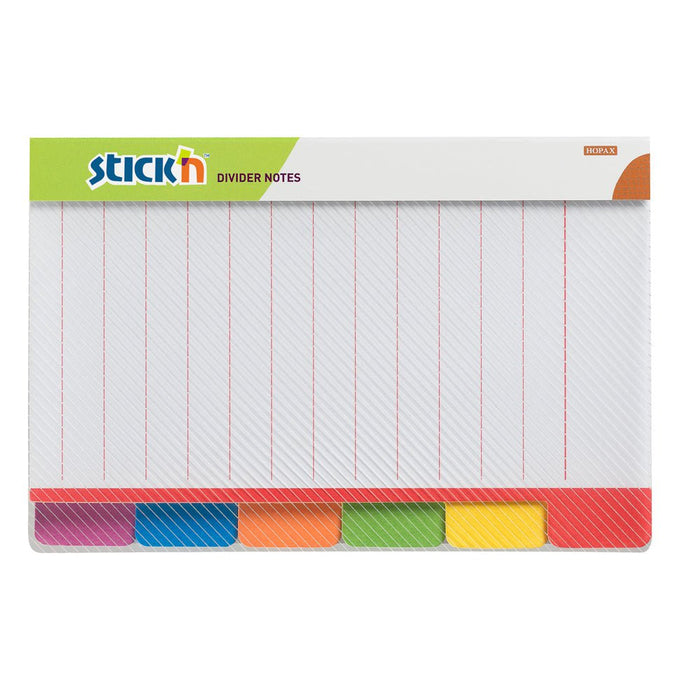 Stick'n Magic Divider Notes Neon 6 Colours 60 Sheets Lined 148x98mm CX200948
