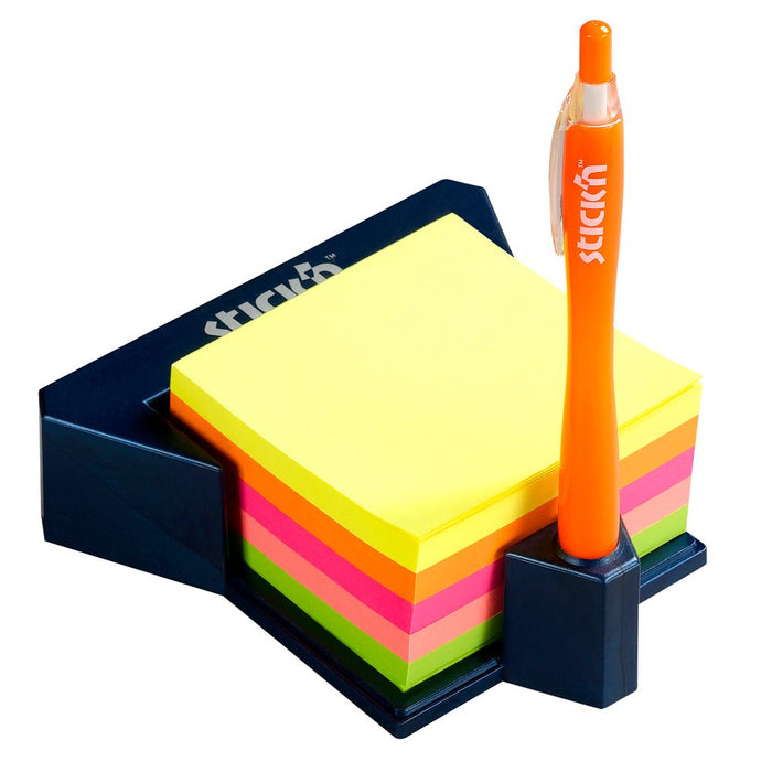 Stick'n Note Cube with Holder 76x76mm 400 Sheets Pastel Neon Mixed CX200958