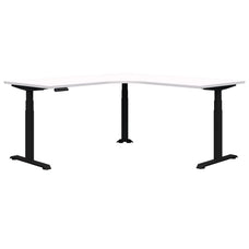 Summit II Electric 90° Corner Workstation Desk, 1500mm x 1500mm x 700mm, Snow Velvet/Black ATS2ECW90-1515/07-BSV