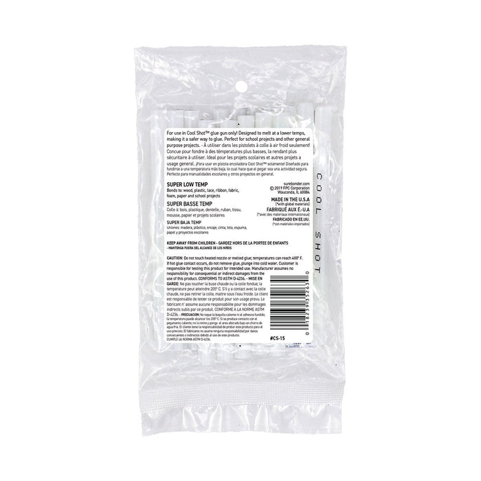 Surebonder Cool Shot Super Low Temperature Mini Glue Sticks 4" x 15's Pack CXSURECS15
