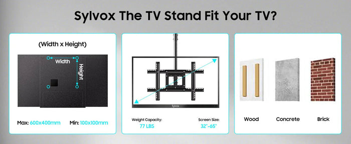 Sylvox Ceiling Mount TV Bracket for 32"to 65" TV DSSVS35KGCHMA0