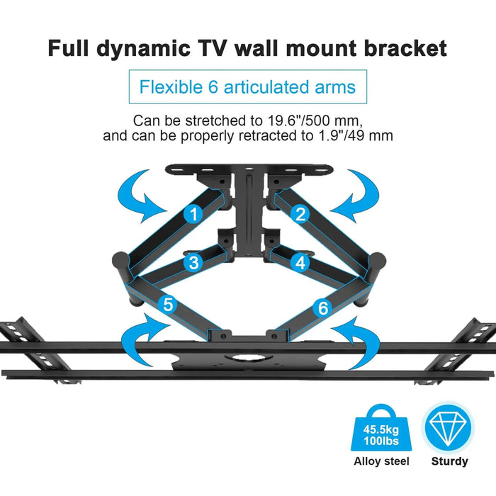 Sylvox Full Motion TV Wall Mount Bracket, Fits TV Size from 40" to 75" DSSVS100MCMA0
