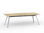 Team Boardroom Table 2400mm x 1200mm Boat Shaped (Choice of Frame & Worktop Colours) Polished Alloy / Atlantic Oak KG_TMBD2412_PA_AO