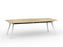 Team Boardroom Table 2400mm x 1200mm Boat Shaped (Choice of Frame & Worktop Colours) White / Atlantic Oak KG_TMBD2412_W_AO