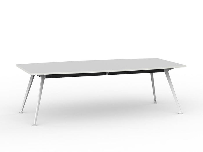 Team Boardroom Table 2400mm x 1200mm Boat Shaped (Choice of Frame & Worktop Colours) White / White KG_TMBD2412_W_W