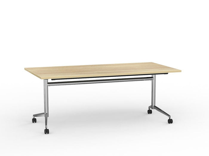 Team Flip Table 1800mm x 900mm (Choice of Frame & Worktop Colours) Polished Alloy / Atlantic Oak KG_TMFLIP189C_AO